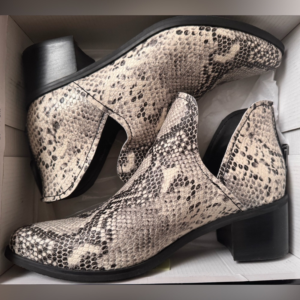 Blondo Snakeskin Ankle Booties - Black and Cream - Picture 2 of 5